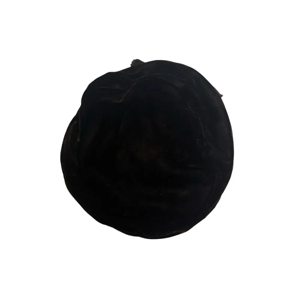 Vintage 60s Velvet Beret Brown Bow Parisian Mod Retro Cottagecore Hat - Picture 4 of 7